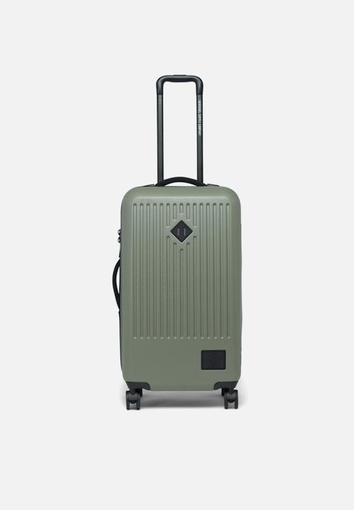 olive green suitcase