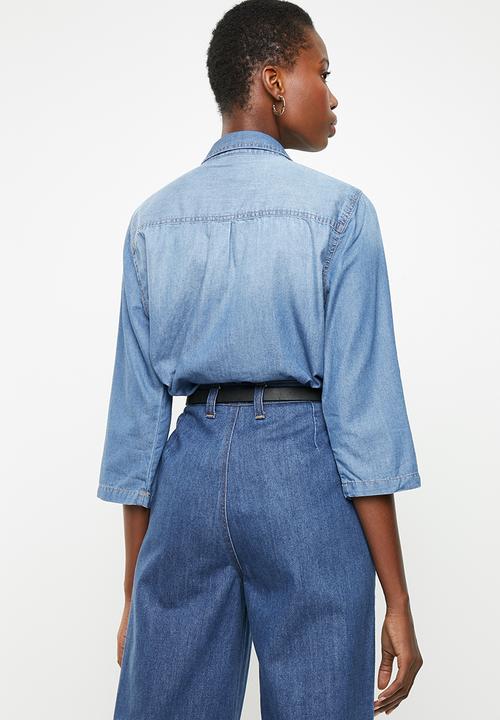 Jacqueline de Yong - Shine 3/4 sleeve shirt - blue