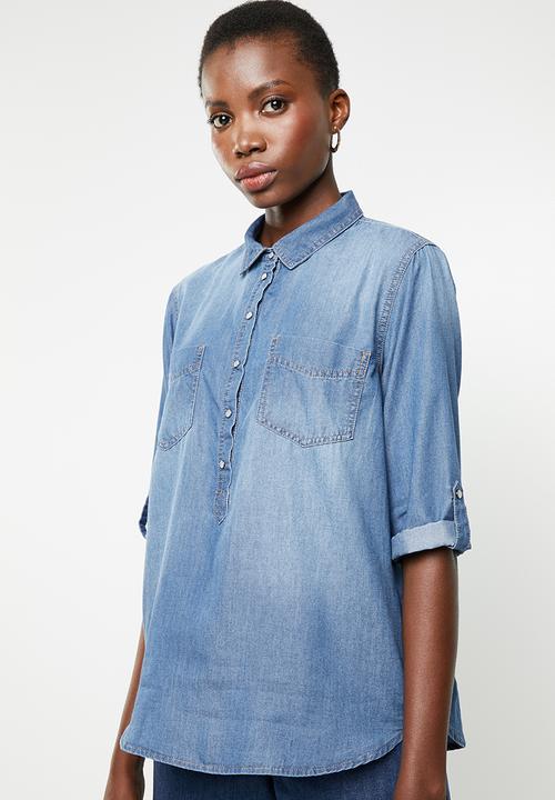 Jacqueline de Yong - Shine 3/4 sleeve shirt - blue