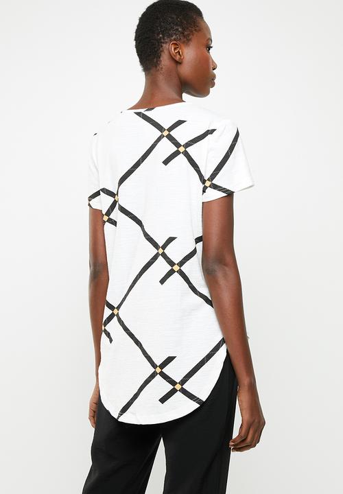 Revenge - High low T-shirt - white & black 