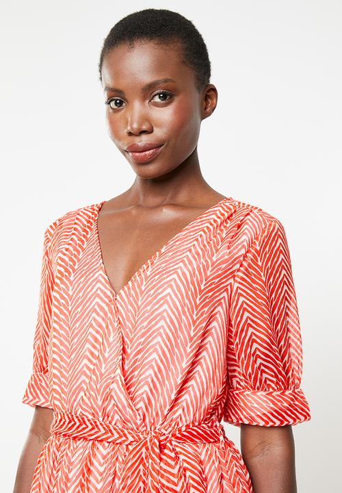 ONLY - Fleur maxi dress - orange & white 