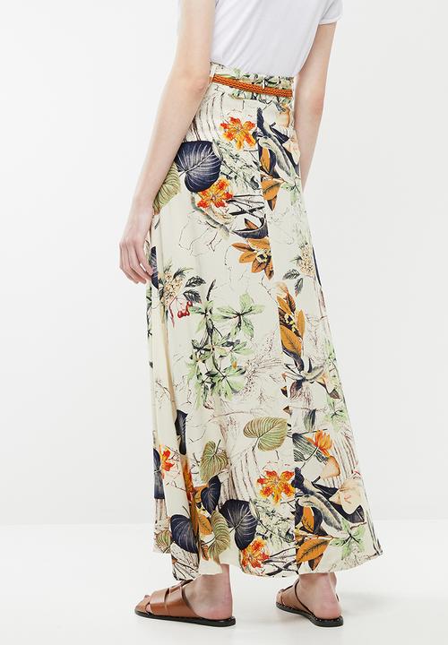 Revenge - Floral belted maxi skirt - multi 