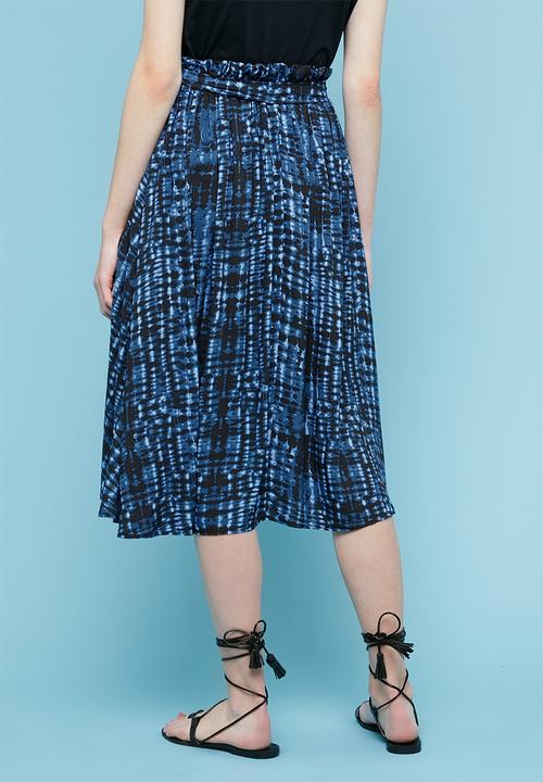 Superbalist - Tie dye button through midi skirt - blue 