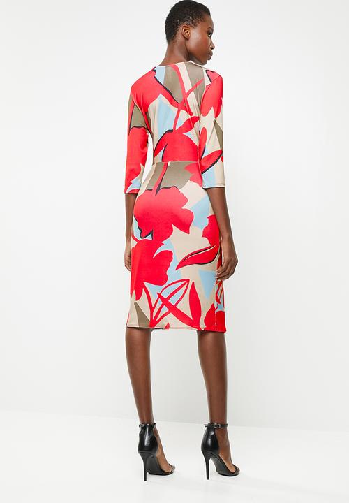 Revenge - Knot front wrap dress - multi