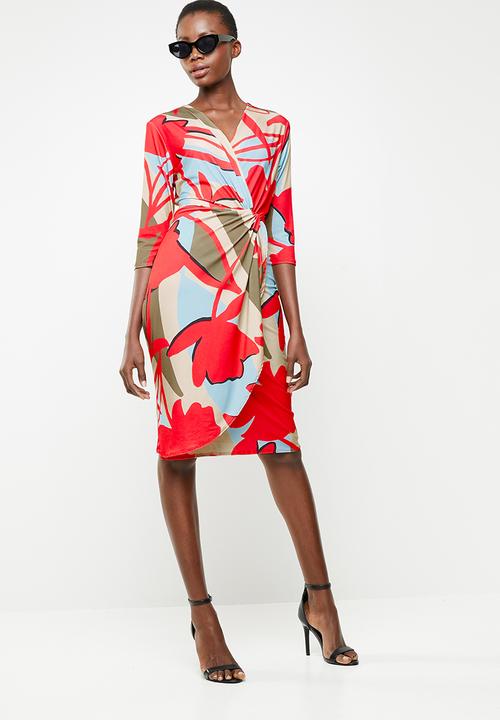 Revenge - Knot front wrap dress - multi