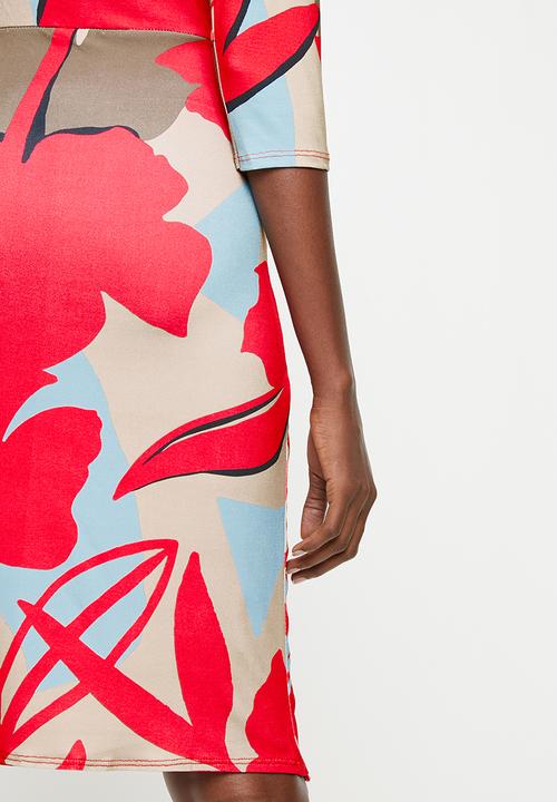 Revenge - Knot front wrap dress - multi