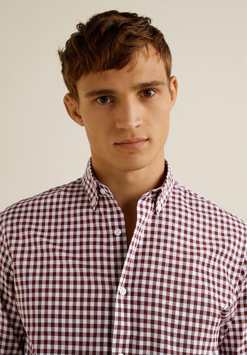 MANGO - Vichy shirt - burgundy & white 