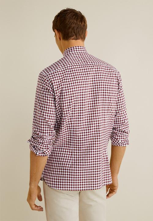 MANGO - Vichy shirt - burgundy & white 