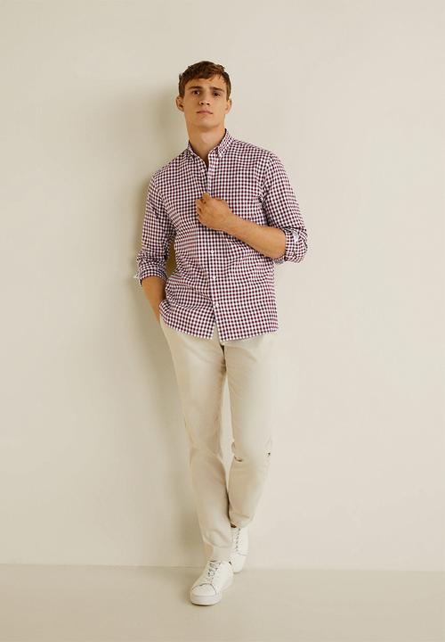 MANGO - Vichy shirt - burgundy & white 