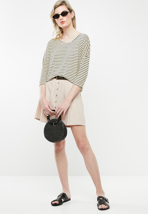 Jacqueline de Yong - Cathy 3/4 oversized top - neutral & black