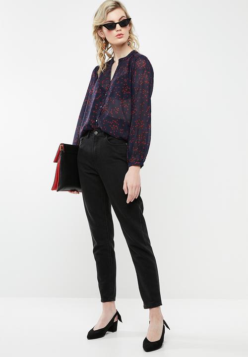 Jacqueline de Yong - Loop long sleeve shirt - red & navy
