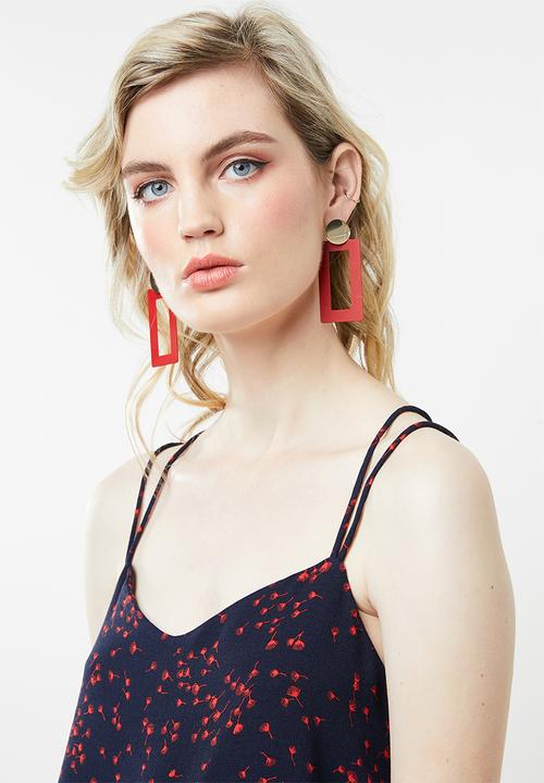 Jacqueline de Yong - Layla strappy top - red & navy