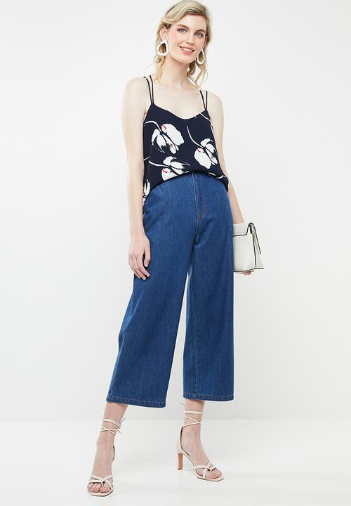 Jacqueline de Yong - Layla strappy top - navy & white