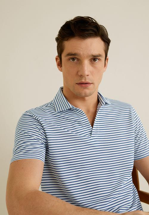 MANGO - Lubec polo - white & blue 