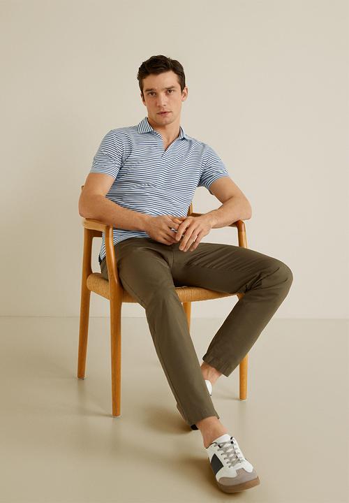 MANGO - Lubec polo - white & blue 