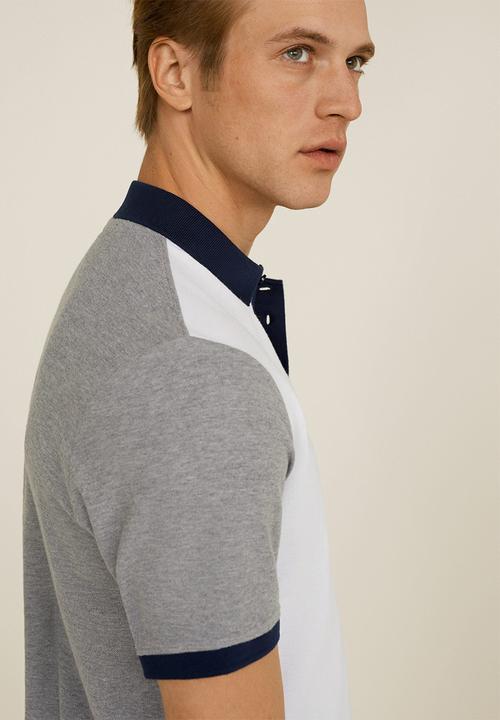 MANGO - Gal polo - white & grey 