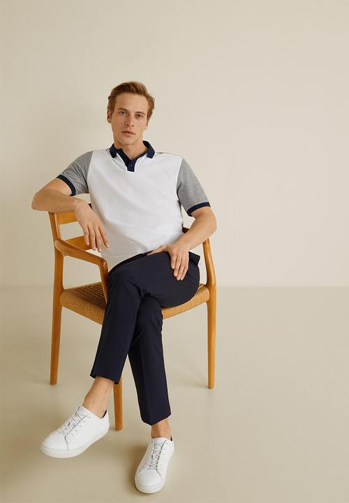 MANGO - Gal polo - white & grey 