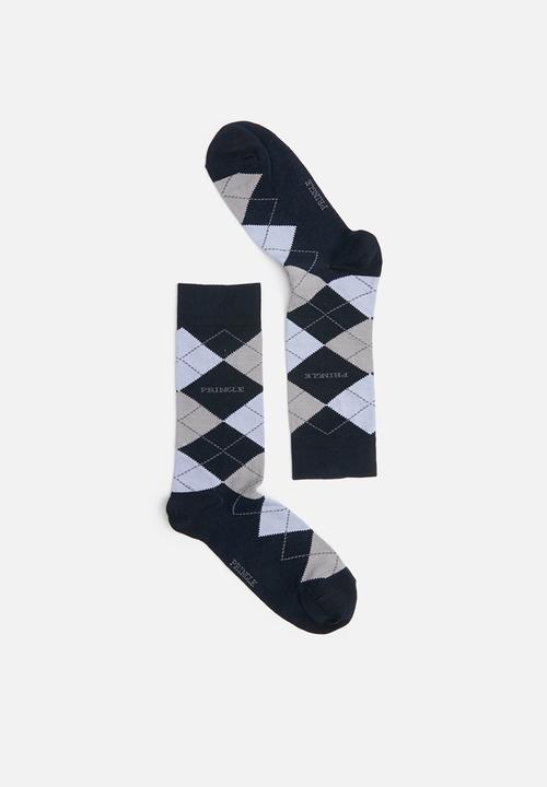 Pringle of Scotland - Argyle socks - grey & blue