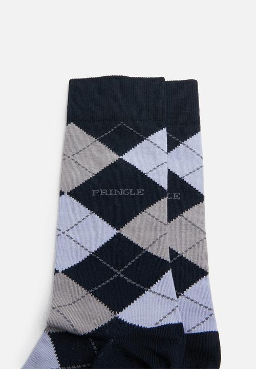 Pringle of Scotland - Argyle socks - grey & blue