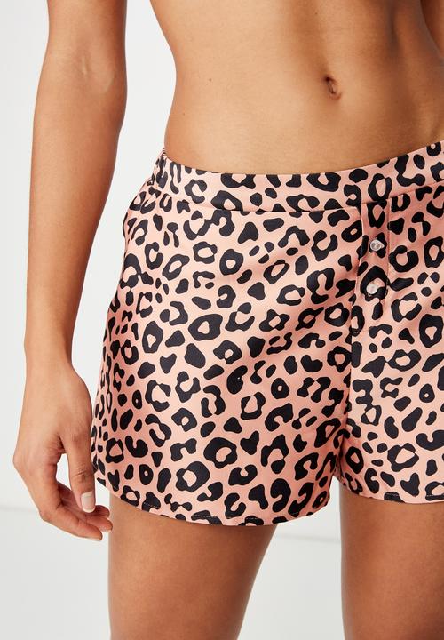 Cotton On - Satin boxer short - pink & black 