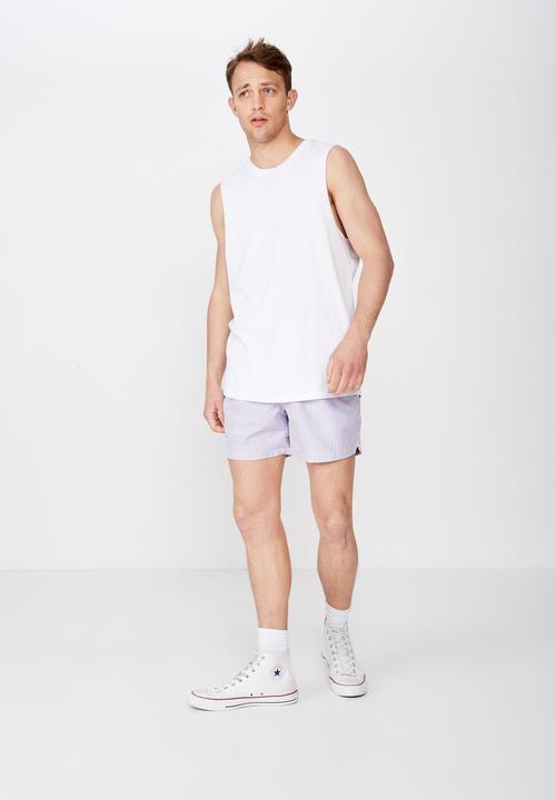 Cotton On - Fine stripe swim short - blue & pink 