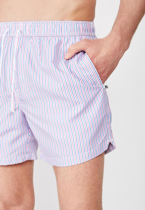 Cotton On - Fine stripe swim short - blue & pink 