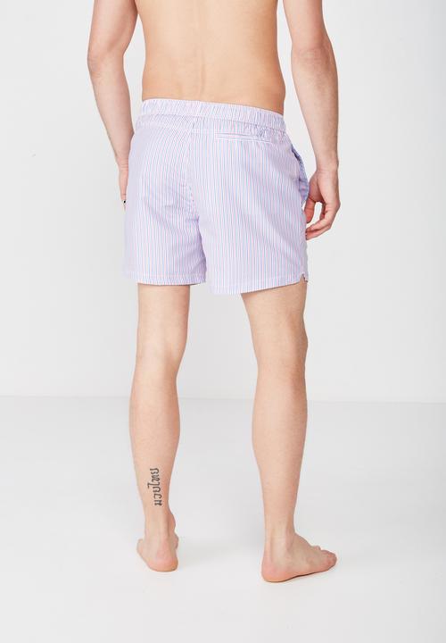 Cotton On - Fine stripe swim short - blue & pink 