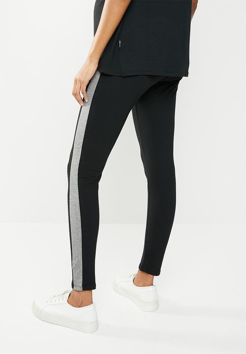 edit Maternity - Side stripe leggings - black & grey 