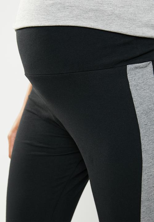 edit Maternity - Side stripe leggings - black & grey 