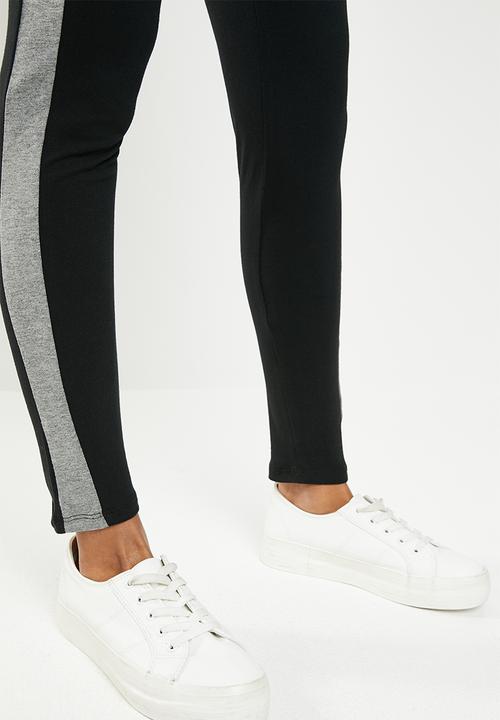 edit Maternity - Side stripe leggings - black & grey 