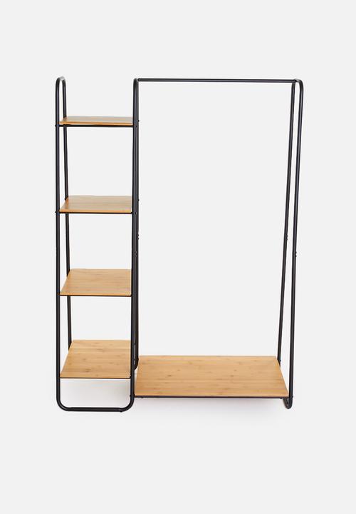 Sixth Floor - Double bamboo clothing rail - natural & black