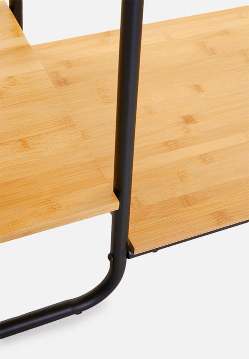 Sixth Floor - Double bamboo clothing rail - natural & black