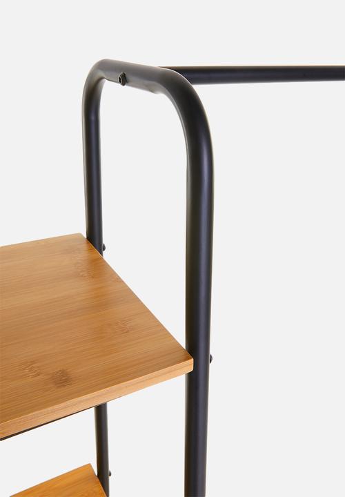 Sixth Floor - Double bamboo clothing rail - natural & black