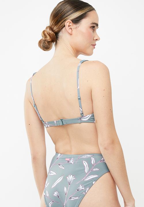 Roxy - Comes in waves elongated bikini top - grey