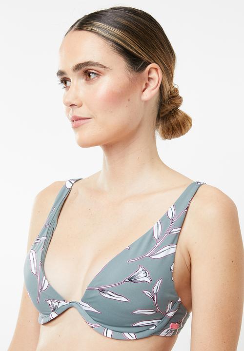 Roxy - Comes in waves elongated bikini top - grey