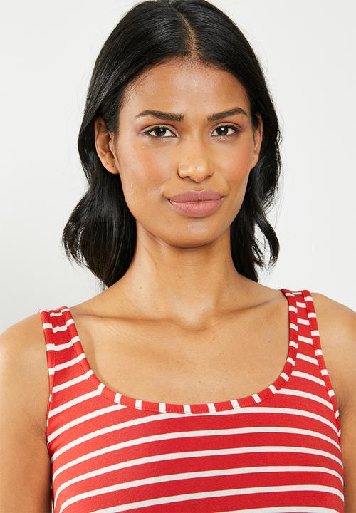 Cherry Melon - Maternity Tank top with side detail - white & red