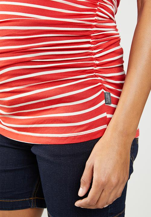 Cherry Melon - Maternity Tank top with side detail - white & red
