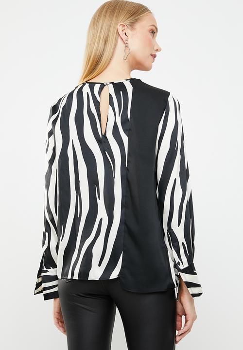 MANGO - Zebra blouse - black & white 