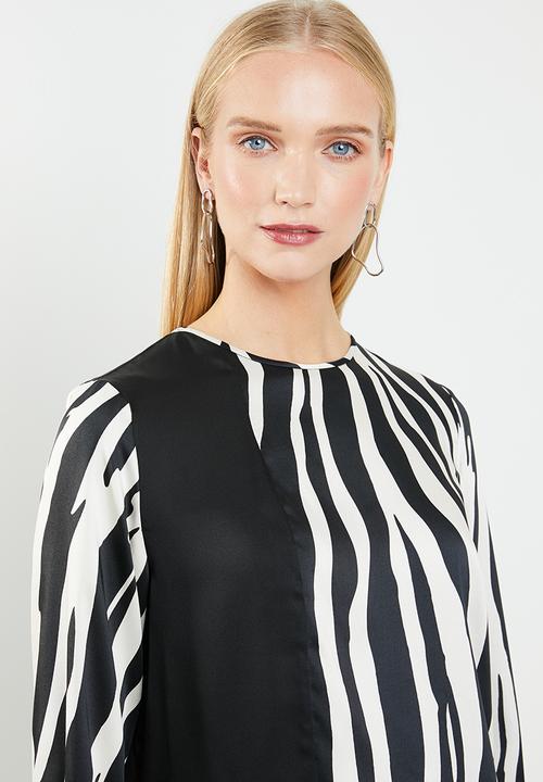 MANGO - Zebra blouse - black & white 
