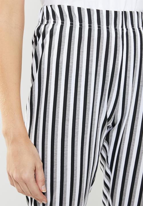 Brave Soul - Stripe bottom and vest set - black & white