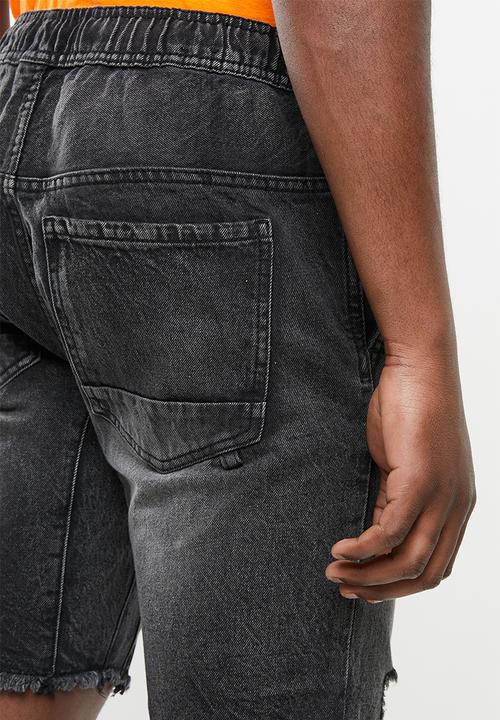 Cotton On - Customised ripped denim shorts - black