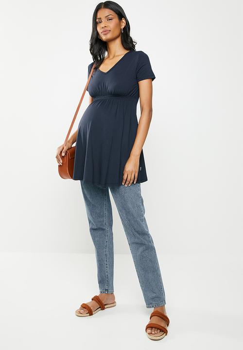 Cherry Melon - Basic underbust smock top - navy 