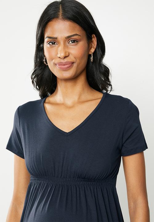 Cherry Melon - Basic underbust smock top - navy 