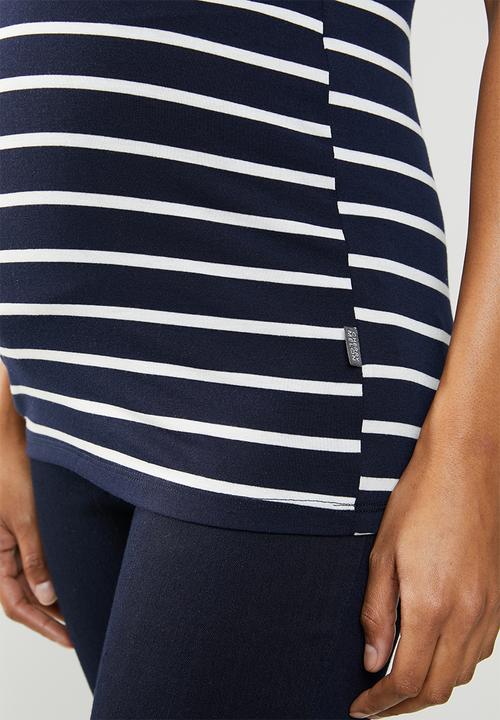 Cherry Melon - Basic crossover feeding top - navy & white