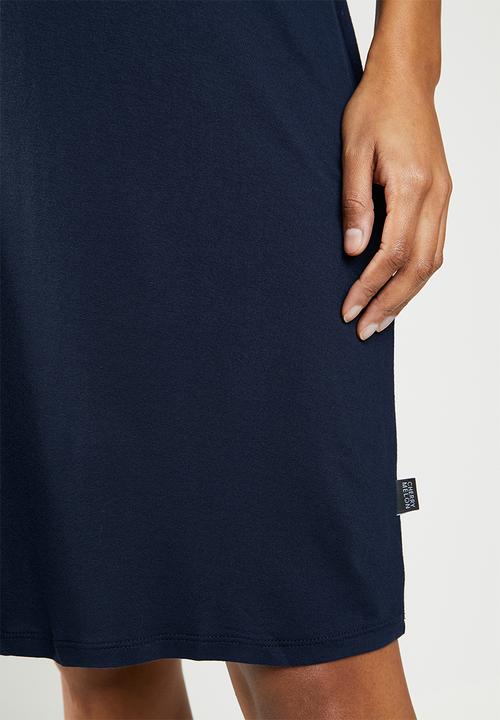 Cherry Melon - Maternity Lace overlay dress - navy