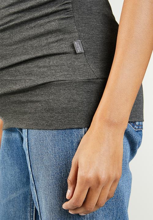 Cherry Melon - Gauged mock wrap tee - grey 