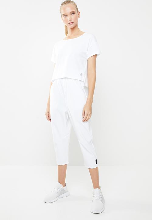 Reebok - Combat perforated crop - white