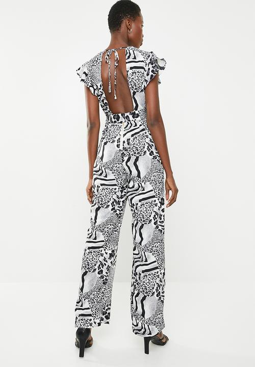 Revenge - Animal print jumpsuit with open back - multi
