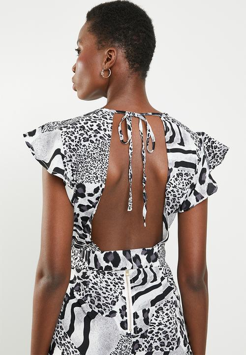 Revenge - Animal print jumpsuit with open back - multi