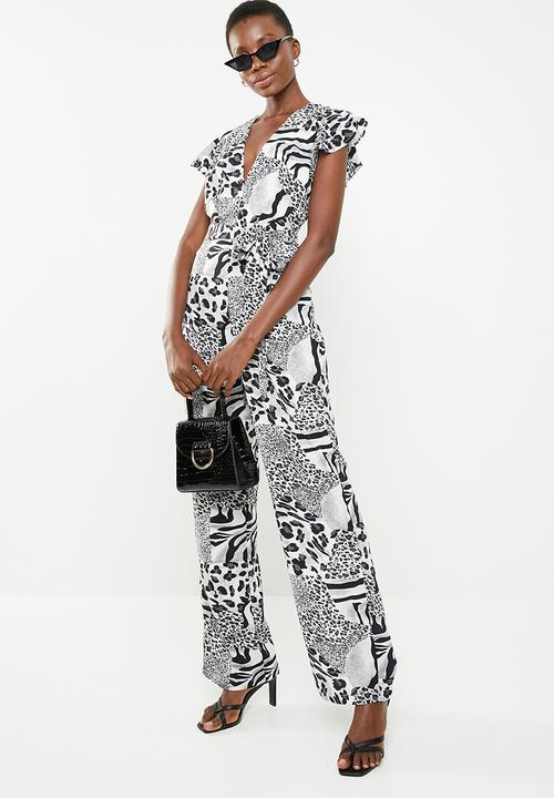 Revenge - Animal print jumpsuit with open back - multi